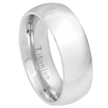 Load image into Gallery viewer, 8mm White Titanium Classic Domed Ring Wedding Band Ring