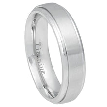 Load image into Gallery viewer, 6mm White IP Plated Titanium Ring Brushed Center, Shiny Stepped Edge Wedding Band Ring
