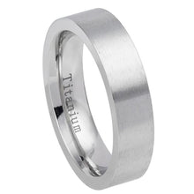 Load image into Gallery viewer, 6mm White Titanium Brushed Flat Pipe Cut Ring Wedding Band Ring