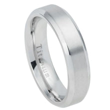 Load image into Gallery viewer, 6mm White IP Plated Titanium Ring Brushed Center Shiny Beveled Edge Wedding Band Ring