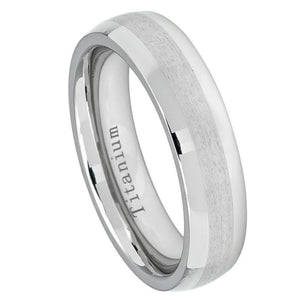 6mm White IP Plated Titanium Ring High Polished with Brushed Center Wedding Band Ring