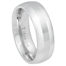Load image into Gallery viewer, 8mm White IP Plated Titanium Ring High Polished with Brushed Center Wedding Band Ring