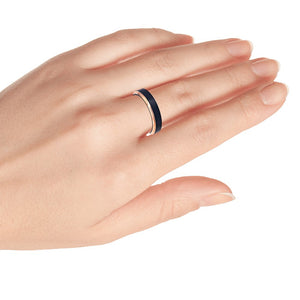 6mm Two-Tone Black IP Rose Gold IP Brushed Center Stepped Edge Titanium Ring Wedding Band Ring