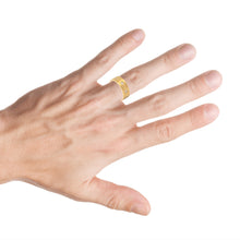 Load image into Gallery viewer, 8mm Yellow IP Pipe-Cut Brushed with 8 CZs Wedding Band Ring