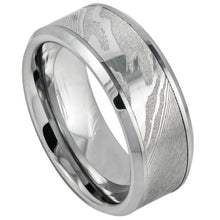 Load image into Gallery viewer, 9mm Laser Carved Wood Grain Pattern/Mokume Gane Effect High Polished Low Beveled Edge