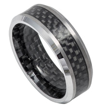 Load image into Gallery viewer, 8mm Carbon Fiber Inlay Inside &amp; Out, High Polished Shiny Beveled Edge Wedding Band Ring