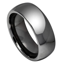 Load image into Gallery viewer, 8mm Tungsten Carbide High Polished Shiny Dark Gray IP Plated Classic Domed Ring Wedding Band Ring