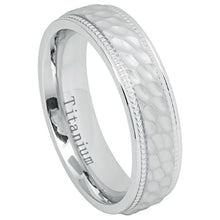Load image into Gallery viewer, 6mm White IP Plated Brushed Dimpled Center Milgrained Edges Wedding Band Ring