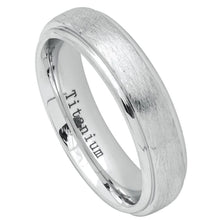 Load image into Gallery viewer, 6mm White IP Plated Titanium Ring with Ice Finish Beveled Edge Wedding Band Ring