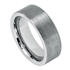8mm Tungsten Carbide Brushed Pipe Cut Ring Wedding Band Ring