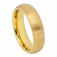 Load image into Gallery viewer, 6mm Tungsten Carbide Yellow Gold IP Plated Brushed Domed Classic Style Wedding Band Ring