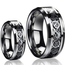 Load image into Gallery viewer, His &amp; Hers Celtic Dragon Tungsten Ring Set