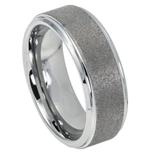 Load image into Gallery viewer, 8mm Tungsten Carbide Sandblasted Finish Center Shiny Stepped Edge Wedding Band Ring