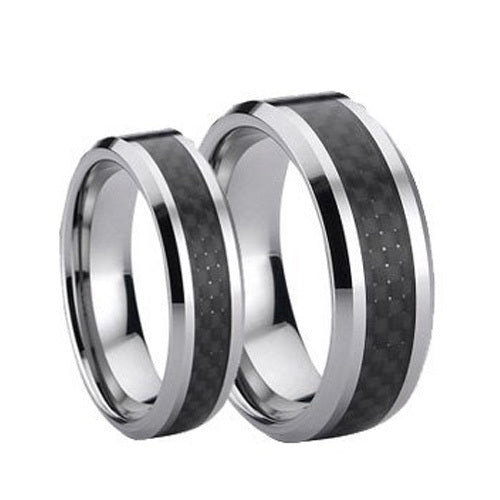 His & Hers Tungsten Carbon Fiber Ring Set