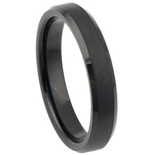 Load image into Gallery viewer, 4mm Tungsten Carbide Flat Brushed Center High Polished Beveled Edge Wedding Band Ring