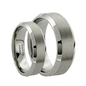 His & Hers Tungsten Mattle Ring Set