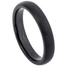 Load image into Gallery viewer, 4mm Tungsten Carbide Brushed Black IP Plated Classic Domed Band Wedding Band Ring