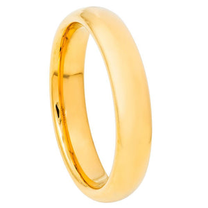 4mm Tungsten Carbide Yellow Gold IP Plated High Polished Domed Classic Style Wedding Band Ring