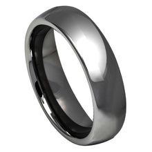 Load image into Gallery viewer, 6mm Tungsten Carbide High Polished Shiny Dark Gray IP Plated Classic Domed Ring Wedding Band Ring
